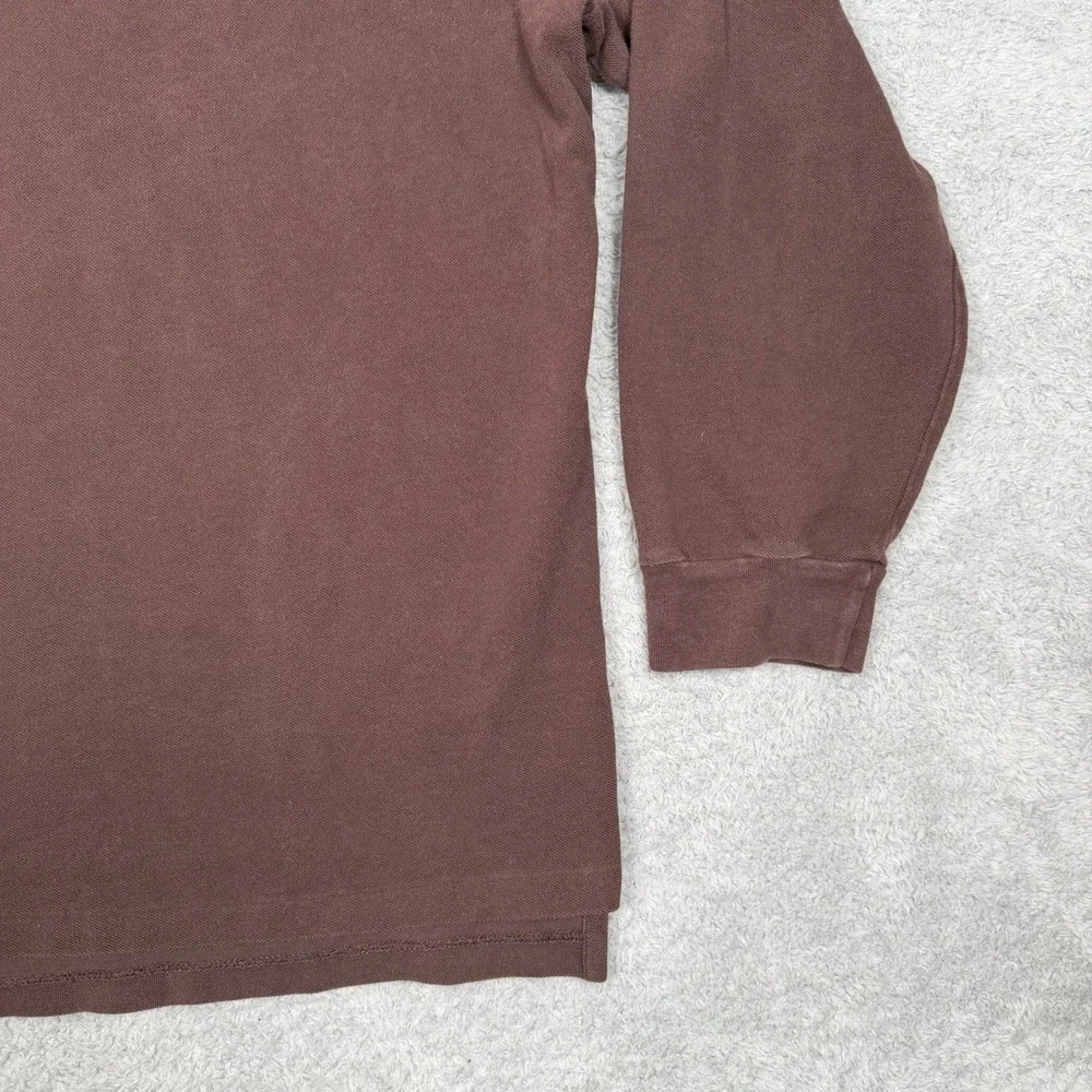 Vintage Polo Ralph Lauren Mens XXL Brown Long Sleeve Pique Polo Shirt Cotton Y2K